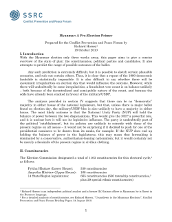 Myanmar: A Pre-Election Primer Prepared for the Conflict Prevention