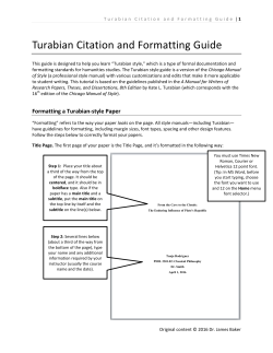 Turabian Citation and Formatting Guide handout