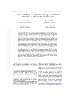 A Qualitative Study of Perfectionism Among Self