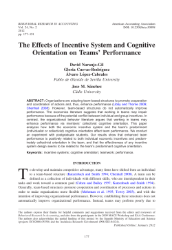 The Effects of Incentive System and Cognitive Orientation on Teams