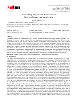 The Civilizing Mission and Indirect Rule in Northern Nigeria: A
