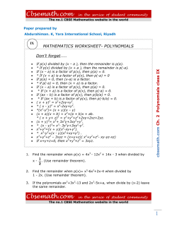 Polynomials - CBSEmath.com