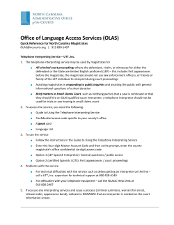 Office of Language Access Services (OLAS): Quick Reference for