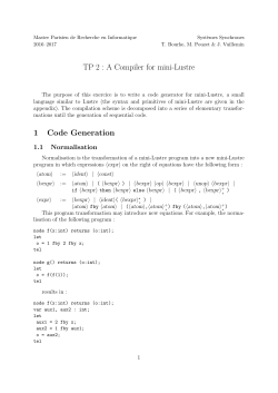 TP 2 : A Compiler for mini-Lustre 1 Code Generation