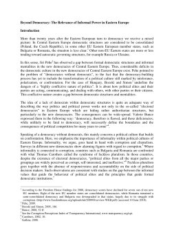 Beyond Democracy: The Relevance of Informal Power in Eastern