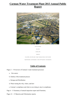 Carman Water Treatment Plant 2011 Annual