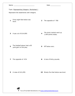Representing Integers Five Pack of Worksheets