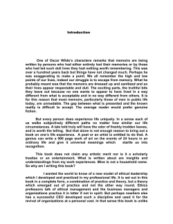 Introduction One of Oscar Wilde`s characters remarks that memoirs