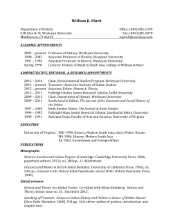 Curriculum Vitae (short version) - William R. Pinch