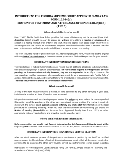 Motion for Testimony and Attendance of Minor Child