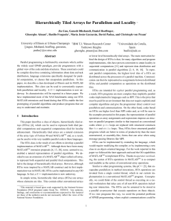 Hierarchically Tiled Arrays for Parallelism and Locality *