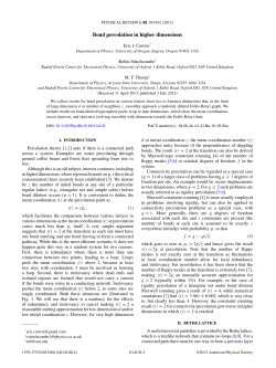 Bond percolation in higher dimensions