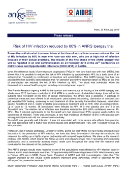 Risk of HIV infection reduced by 86% in ANRS Ipergay trial