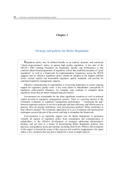 Chapter 1 Strategy and policies for Better Regulation
