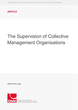 The Supervision of Collective Management Organisations