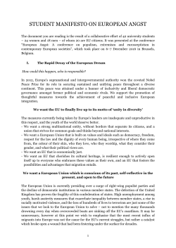 student manifesto on european angst - Goethe