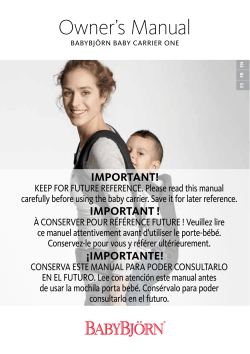 Owner`s Manual - baby products from BABYBJ&Ouml;RN
