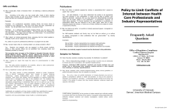 Policy to Limit Conflicts of Interest between Health Care