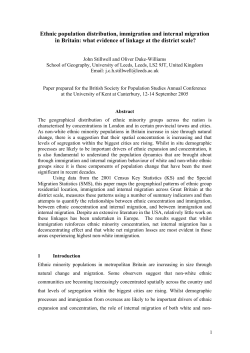 Ethnic population distribution, immigration and internal