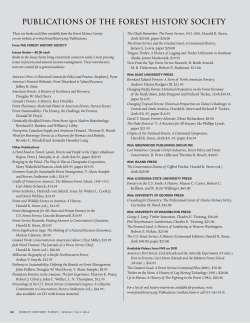 Publications of the Forest History Society