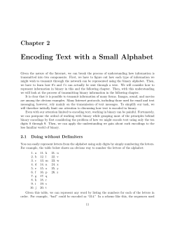 Ch. 2: Encoding Text with a Small Alphabet