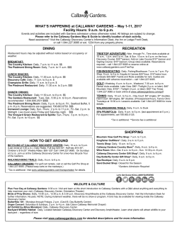 WHAT`S HAPPENING at CALLAWAY GARDENS – May 1