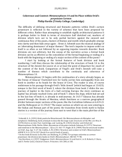 1 23/05/2011 Coherence and Context: Metamorphoses 14 and Its