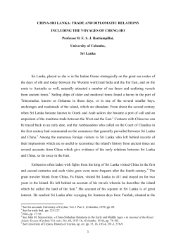 CHINA-SRI LANKA: TRADE AND DIPLOMATIC RELATIONS