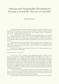 Adivasis and Sustainable Development Not just a Good life&ndash;Not yet