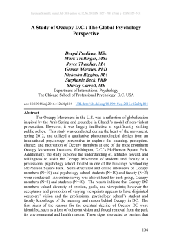 A Study of Occupy D.C.: The Global Psychology Perspective