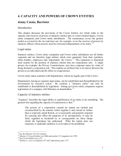 Contents page for Jenny Cassie`s Crown Entities Act seminars