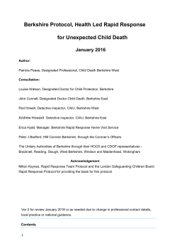 Berkshire Protocol Rapid Response to an Unexpected Child Death