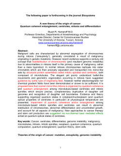 Cancer, mitosis and quantum entanglement