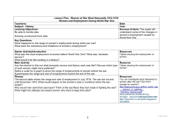 Lesson Plan: Women at War West Newcastle 1914