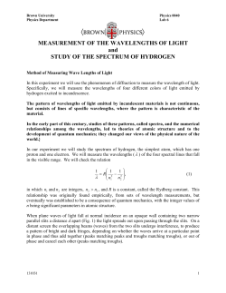 MEASUREMENT OF THE WAVELENGTHS OF LIGHT and STUDY