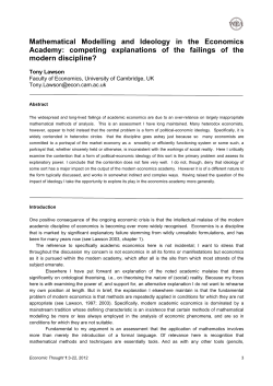 Mathematical Modelling and Ideology in the Economics Academy