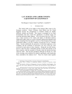 LAY JUDGES AND LABOR COURTS: A QUESTION OF LEGITIMACY