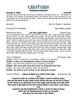 Let Your Light Shine I Want to Walk as a Child of the Light