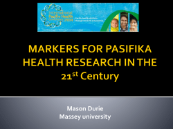 PRINCIPLES FOR THE ADVANCEMENT OF PASIFIKA HEALTH IN