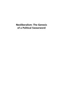 Neoliberalism: The Genesis of a Political Swearword