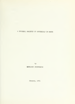 A DEVERBAL ANALYSIS OF ADVERBIALS IN HINDI by