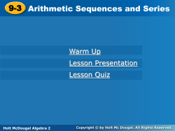 9-3 Arithmetic Sequences and Series 9-3 Arithmetic