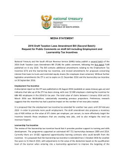 MEDIA STATEMENT 2016 Draft Taxation Laws