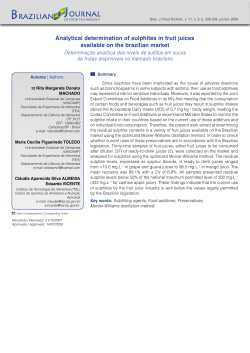Analytical determination of sulphites in fruit juices available on