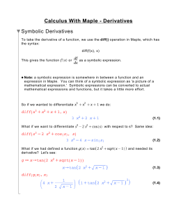 Calculus With Maple - Derivatives Symbolic Derivatives