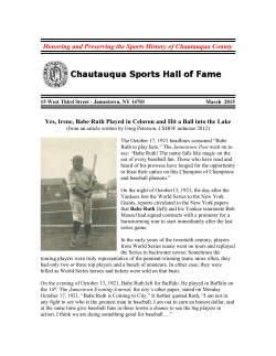 March 2015 - the Chautauqua Sports Hall of Fame