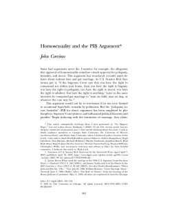 Homosexuality and the PIB Argument* John Corvino