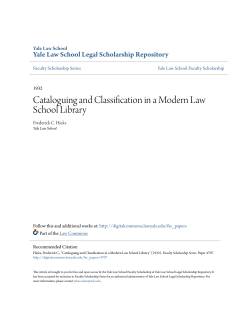 Cataloguing and Classification in a Modern Law School Library