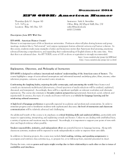 EFS 689H: American Humor Explanation, Objectives, and