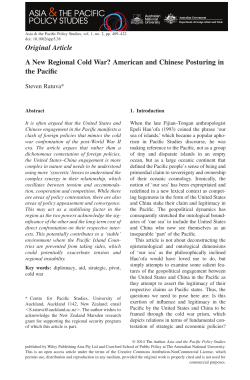 A New Regional Cold War? American and Chinese Posturing in the